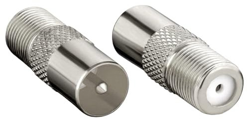 Goerpn 2 Pack TV Aerial Coaxial Connectors - F-Connectors TV Antenna Socket for Satellite, Sky Antenna - F Type Screw Socket Connector to RF Coax Plug Aerial Male Adapter