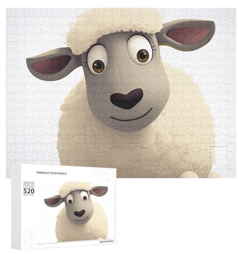 Schaf-Puzzle, 520 Teile, personalisiertes Puzzle, Schaf-Fotopuzzle, herausforderndes Bild, Puzzle für Erwachsene, personalisierbares Puzzle mit Aufbewahrungstasche (52,1 x 38,1 cm)