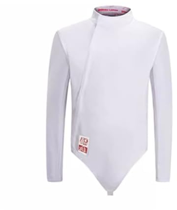 KXJPIZIYB 450N-Fechtjacke, Florett-/Degen-/Säbel-Fechtbekleidungsoberteile, Atmungsaktive, Schweißabsorbierende Fechtausrüstung Aus Eisseide(White Left Hand,54#)
