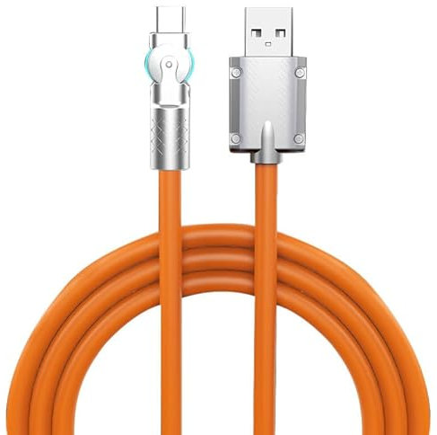 White Isle heavy duty 100w unbreakable silicone USB to USB-C cable, 1m, oange, supports data transfer