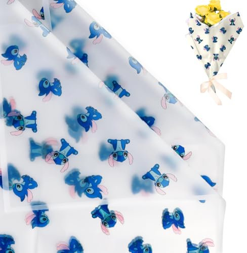 SNHDYMTK 20 Blatt Stitch Floral Geschenkpapier Blumen gefaltet flach wasserdicht Floristenbedarf Verpackungspapier für Geburtstag Blume Abschluss DIY (weiß), TFVZJASW528741621