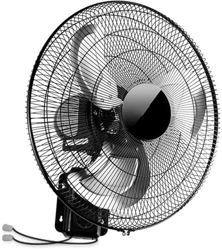 Ventilador de pared de metal industrial resistente, ventilador oscilante de alta velocidad montado en la pared, 3 configuraciones de velocidad e inclinación ajustable, aplicaciones residenciales y co