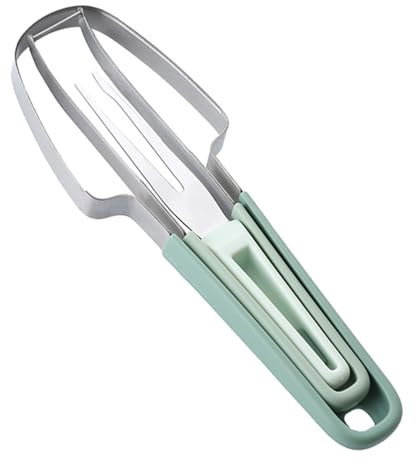 GZSYWZ 3 in 1 Watermelon Fork Slicer Cutter - Multifunctional Stainless Steel Fruit Forks Cutter Tool Portable Home Melon Knife Cutting for Camping Kitchen Gadgets