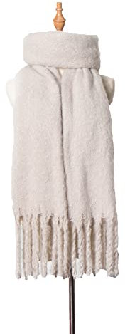 Anevous Warm Schal Damen Herbst Winter Schals mit Fransen, Einfarbiger Stola Tuch Weiches Umhängetuch Verdickter Schal für Damen und Herren, Herbst und Winter,Beige