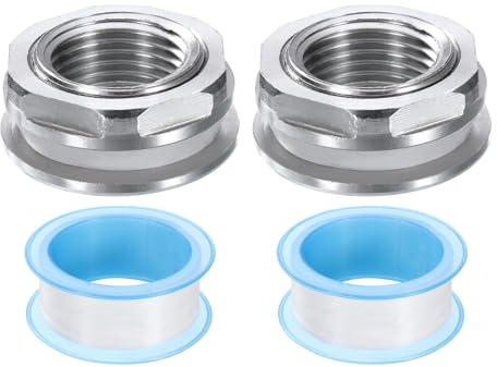QUARKZMAN 2 Stück Schottverschraubung 1/2 weiblich 304 Edelstahl Wassertankanschluss Wassertankadapter Durchführungsmuffe mit Dichtungsband für Wassertank, Badewanne und Waschbecken