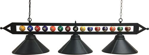 Lexor Trio Poolballs Billard Lampe mit 3 Lederkappen - Pendelleuchte Armatur Pool- & Karambol-Billard