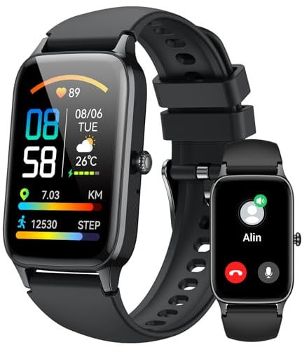 Smartwatch Herren Damen, 1,57HD Fitnessuhr mit Telefonfunktion, FitnessTracker 110+ Sportmodi, Sportuhr mit SpO2, Herzfrequenz Schlafmonitor Schrittzähler, IP68 Wasserdicht Smart Band für Android iOS