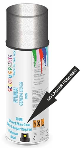 SCOOBYS PAINTS BACK IN THE MIX Direct Gloss Aerosol Spray Paint For Hyundai Geneva Silver Code: Brn No Lacquer Required