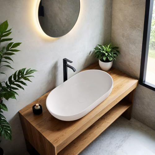 Fino Stone Isabena Matt White Countertop Stone Basin – 540mm Transform Your Bathroom into a Modern Luxury Space with a Modern Designer Fino Stone Basin