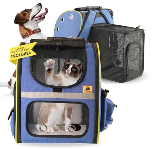 Mochila Gato, Mochila para Gatos, Mochila Perros, Mochila Perro pequeño, transportin Gatos, Mochila para Perros, Mochila Gatos Transporte con Funda Impermeable