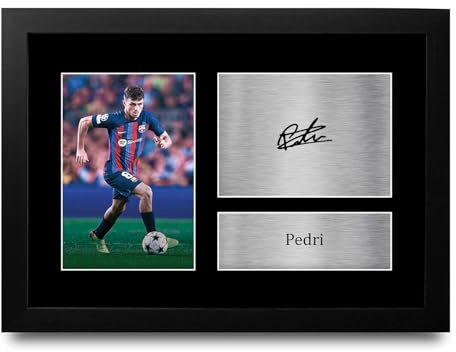 HWC Trading Pedri Barcelona Geschenke Gedrucktes Signiertes Autogramm Foto für Fußball Anhänger and Fans - A4 Gerahmt