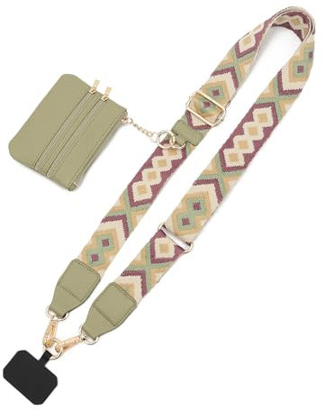 Alleshelfer Handykette Universal mit Tasche,Clip und Go Handygurt mit Reißverschluss Geldbörse,Verstellbarer Umhängegurt für alle Smartphone,farbig