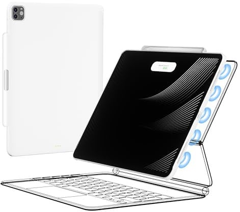 iPad Pro Case 12.9, Compatible with Magic Keyboard & Smart Keyboard Folio (Keyboard Not Included), Magnetic Slim Cover with Pencil Holder for 2018-2022 iPad Pro 12.9 3rd-6th Gen - White