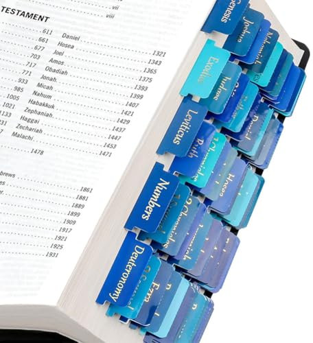 Wisafory Aufkleber Laminierte Bibel-Tabs Bibelregister Großdruck Aufkleber Leicht Lesbare Christliche Bibel Index Tabs Bibelbuchregisterkarten Journaling Etiketten 6 Blaue Heißprägung/Set