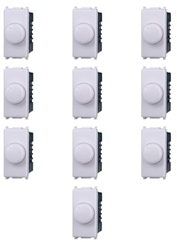 10 MODULI DIMMER, BIANCO, COMPATIBILE CON VIMAR PLANA, REGOLAZIONE 100W - 1000W, MODULI E FRUTTI 100% COMPATIBILI, MATERIALI DI ALTA QUALITA'