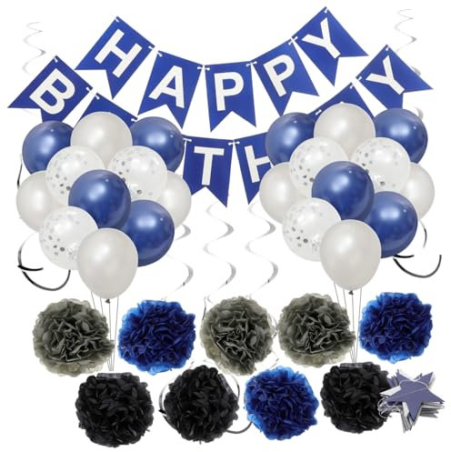 TOYANDONA 1 Satz Geburtstagsbanner Luftballons Partydekorationen Frauen Partylichter Geschlecht Stranddekorationen Männer Bachelorette Servietten Dekorationen Für Den Ruhestand Navy Papier