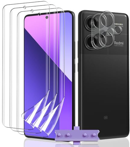 Teenrpov Protector de Pantalla para Xiaomi Redmi Note 13 Pro Plus 5G, 3 Piezas TPU Flexible Pantalla + 2 cámara Cristal Templado, HD, Resistente a Arañazos, Sin Burbujas