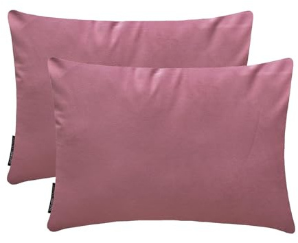 The HomeCentric Altrosa Luxus Länglicher Kissenbezug 50x70 cm | 2er-Pack Modern Samt Kissenhülle Solide | Einfacher Feststoff Kissenbezüge für Couch, Sofa und Bett, Wohndeko - Dusky Pink Velvet Dream
