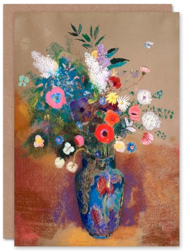 Artery8 Odilon Redon Art Card Bouquet of Flowers in a Vase