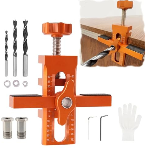 Jig d’installation pour porte de placard – Positionneur réglable 2 en 1 | Kit universel en alliage d’aluminium pour portes de placard avec 3 forets