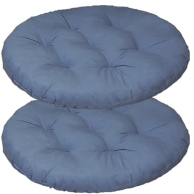 Mozzeilee Rundes Stuhl-Sitzkissen, 40 x 40 cm, Esszimmerstuhlkissen, Set mit 2/4/6/8 Stück, für drinnen und draußen, atmungsaktive Rattan-Möbel, Sitzmatte für Wohnzimmer, Büro, Garten, Terrasse (Blau