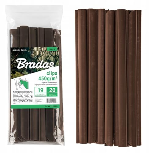 Bradas Garden Care Klemmschienen Sichtschutzstreifen Clips Braun - 20 Stück 450 g - Befestigungsclips für Sichtschutz - Doppelstabmattenzaun Zubehör - Einfache Montage 19 cm Höhe