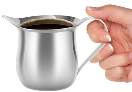 Milchkännchen Edelstahl Cappuccino Dampf-Ausgießkanne | Kaffee-Milchschaumbecher mit Ausgießer Latte Art Kaffeezubehör Sahnekännchen Barwerkzeug für Zuhause Küche Restaurant Bar