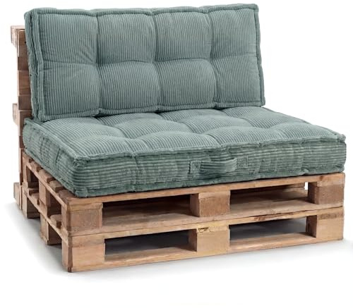 Gutekissen® Palettenkissen mit Tragegriff, Gartensofakissen, gefüllt mit zerkleinerter PU-Schaumstofffüllung, viele Farben und Größen PPLU (Grün, Sitzkissen 120x60)