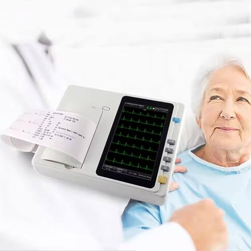 Electrocardiograph Heart Monitor - Portable ECG Machine with 12-Lead, 3-Channel Color LCD Display for Vital Signs Monitoring