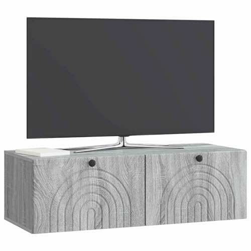 vidaXL Wandmontierter TV-Schrank Graues Sonoma 99 x 41 x 30 cm, Modernes Wohnzimmer Lager, rechteckiges Design, Wandregal, praktische Medieneinheit, viele Entertainment Plätze
