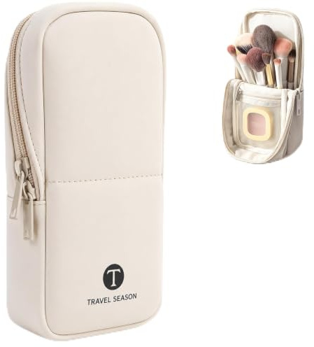 Porta Trucchi da Viaggio Verticale Trousse Trucchi Donna con Porta Pennelli