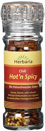 Herbaria Hot`n Spicy Chilis geschrotet, 1er Pack (1 x 20 g Glasmühle) - Bio