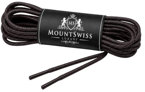 Mount Swiss Business Schnürsenkel dünn rund gewachst Anzugschuhe | Gewachste Baumwolle, wasserabweisend & reißfest, ø 2-3 mm - Schuhbänder / shoe laces für Oxford, Derby, Lederschuhe