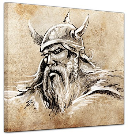 Bilderdepot24 Bild auf Leinwand | Wikinger, Tattoo Art II in 40x40 cm als Wandbild | Wand-deko Dekoration Wohnung modern Bilder | 210668