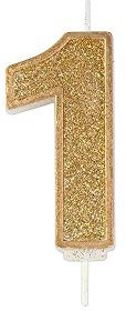 CULPITT Sparkle Number Candles For Cake & Cupcakes, Single Numbers From 0-9, Say Happy Birthday with These Candle Sparklers, Celebrate Birthdays & Anniversaries with Flair - Gold 1
