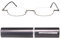 Schmale Metall Mini Halbbrille Lesebrille, Edelstahl Rahmen (Graphit), mit Gratis Slim-Fit Alu Etui, Lesehilfe Damen und Herren +1.0 Dioptrien