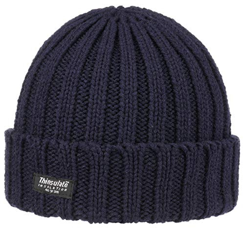 Lipodo Thinsulate Umschlagmütze Damen/Herren - Wintermütze mit Futter - Strickmütze mit breitem Umschlag - Mütze Herbst/Winter - Beanie dunkelblau One Size