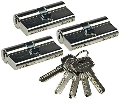 Jeu de cylindres de serrure 3x 60mm (30+30mm) 5 clés