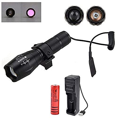 IR LampeTorche de 850nm LED, Lampe de poche Infrarouge à Lumière Rouge avec des piles USB Rechargeables, Lampe de Vision étanche à LED pour tir auxiliaire de nuit et chasse