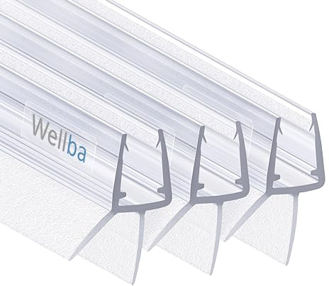 Wellba Premium Duschtür Dichtung (3x 80cm) für 6mm 7mm 8mm gerade Glastür Stärken | Wasserabweisende Duschdichtung oder Duschkabinen-Dichtung mit optimal angeordneten Gummilippen