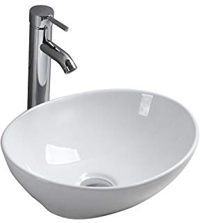 Aufsatzwaschbecken aus Keramik, Ovales Waschbecken, Schüssel, Modernes Design in Glänzendem Weiß für Das Badezimmer