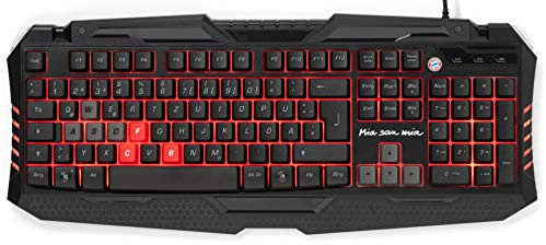 snakebyte FCB Gaming Tastatur (PC) - Offiziell lizenzierte FC Bayern München Gaming Tastatur / 19 Tasten mit Anti-Ghosting / 10 Mio Tastenanschläge Lebensdauer / LED-Beleuchtung / QWERTZ - DE Layout
