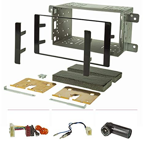 tomzz Audio 2453-004-1 Doppel DIN Radioblende Set kompatibel mit Subaru Impreza Forester Piano Lack schwarz mit Metall Einbaukit Radioadapter ISO Antennenadapter DIN