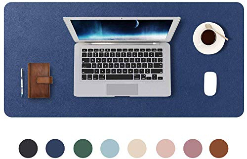 DOBAOJIA Mausepad Große Mausmat XL Schreibtischmatte Schreibtischunterlage Schreibtischpad für Laptop/Tastatur/Maus Schreibblock, PU Leder Wasserdicht + Wildleder rutschfest 80 x 40cm (Dunkelblau)