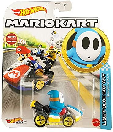 Hot Wheels Mario Kart – Fahrzeug / Auto aus Metall – Light Blue Shy Guy Standard Kart – Neuheit 2021 – Neu