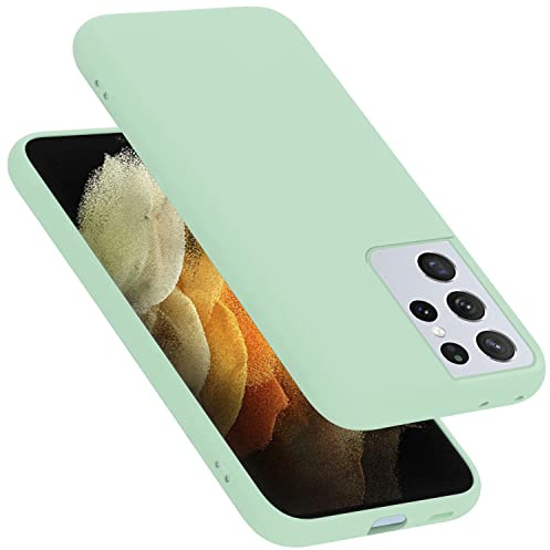 Cadorabo Hülle kompatibel mit Samsung Galaxy S21 Ultra Hülle Silikon Handyhülle für Galaxy S21 Ultra Case aus flüssigem Silikon- Kratzfeste und stoßfeste dünne TPU Schutzhülle - Liquid HELL GRÜN