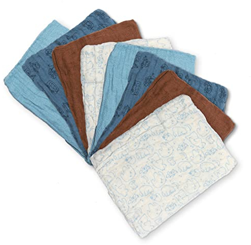 PIPPI Unisex Baby 8er Pack Stoffwindeln Stoffwindel/Wickeltücher/Spucktücher, Air Blue, Einheitsgröße