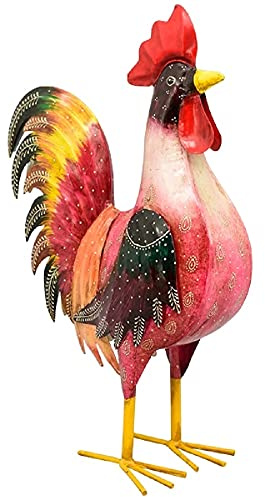 Exner dekoratives großes frühlingshaftes buntes Deko-Huhn Garten-Huhn Garten-Deko Metall bemalt