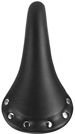 Demiawaking Fahrradsattel aus weichem Leder, Vintage-Fahrradsattel mit Nieten für Rennrad MTB (schwarz)