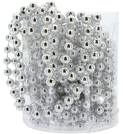 MIJOMA Perlengirlande – Elegante Perlenband, Perlenkette & Dekorative Perlenschnur | Stilvolle Tischdekoration, Weihnachten, Advent, Hochzeit | 8mm Deko-Perlen, 8 Meter (Silber)